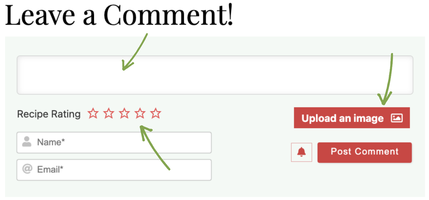 screenshot with arrows indicating how to leave a review to enter the baking challenge.